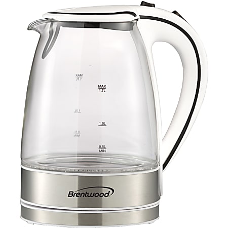 MegaChef 1.7L Glass Stainless Steel Electric Tea Kettle