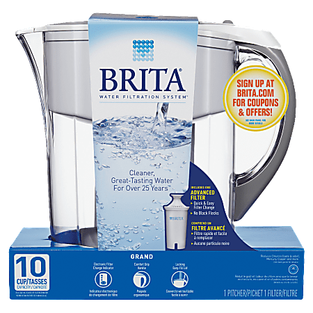 Brita 10 Cup Grand Water Filter Pitcher White - Office Depot