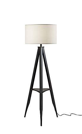 Adesso® Warren Shelf Floor Lamp, 61-1/2”H, Off-White/Black