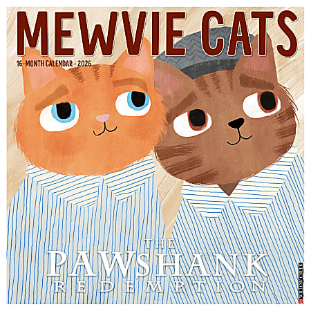 2026 Willow Creek Press Humor & Comics Monthly Wall Calendar, 12" x 12", Mewvie Cats, January To December, 51900