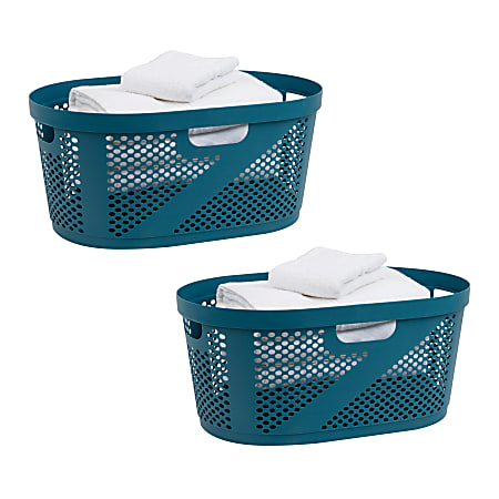 Mind Reader Laundry Basket/Clothes Hampers, 40 L, 10-1/2”H x 14-1/2”W x 23"L, Blue, Set Of 2 Hampers