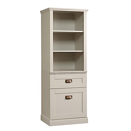 Sauder® New Grange Tall Storage Cabinet, 4 Shelves, Cobblestone