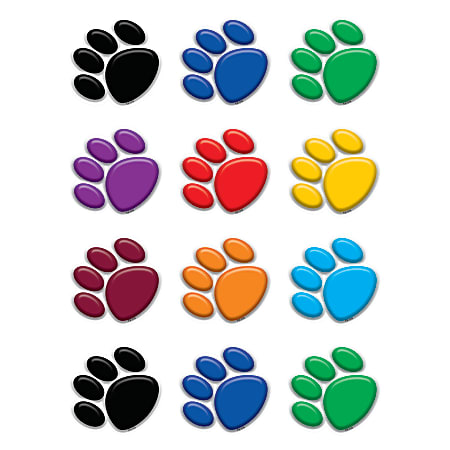 Teacher Created Resources Mini Accents, Colorful Paw Prints, Pack Of 36