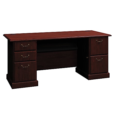 Bush Business Furniture Syndicate Office Desk With 2 Pedestals, 72"W, Harvest Cherry, Standard Delivery