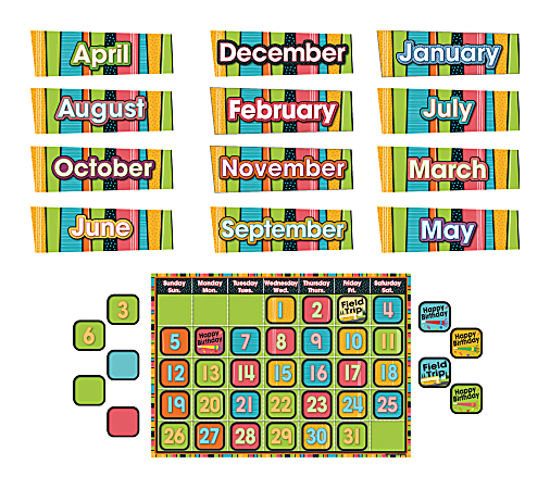 Carson-Dellosa Calendar Bulletin Board Set, Stylin' Stripes, Grades Pre-K - 8
