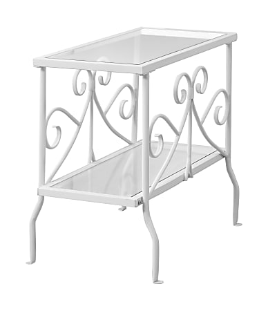 Monarch Specialties Side Table, Glass, Rectangle, White