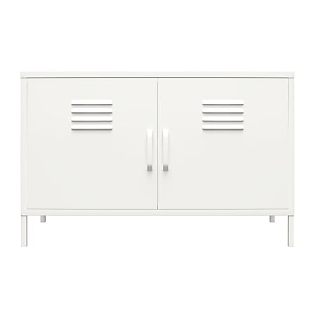 Ameriwood Home Mission District 2-Door Metal Locker Accent Cabinet, 25-1/4"H x 39-3/8"W x 15-3/4"D, White