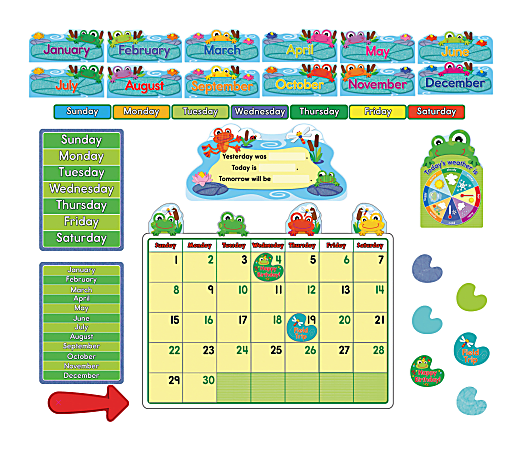 Carson-Dellosa Bulletin Board Set, Funky Frogs Calendar, Grades Pre-K - 3