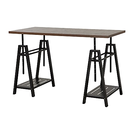 Homestar North America Adjustable Home Office Desk, Rectangular, FSC® Certified, Mocha/Brown