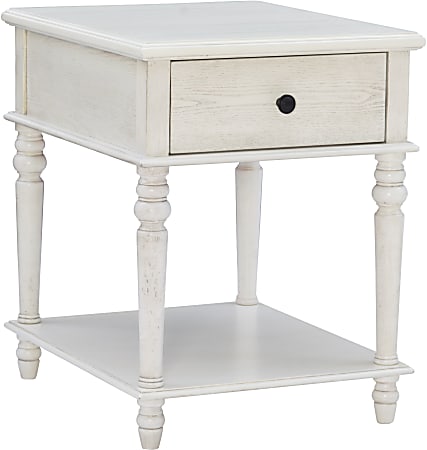 Powell Heaton Side Table With 1 Drawer And Shelf, 26"H x 20"W x 24"D, White