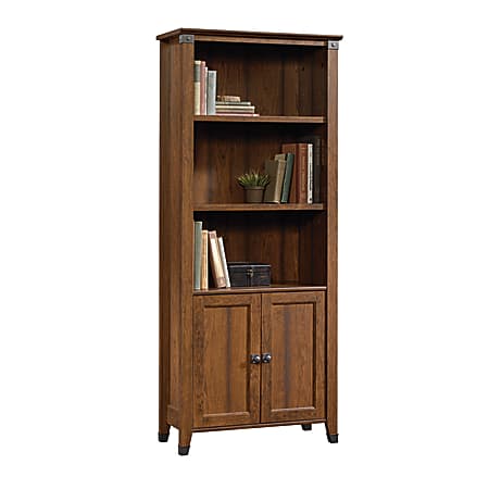 Sauder® Carson Forge 70"H Library 4-Shelf Bookcase With Doors, Washington Cherry
