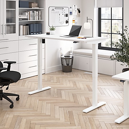 Bush Business Furniture Move 40 Series 60"W x 30"D Electric Height Adjustable Standing Desk, White/White Powder Coat, Standard Delivery