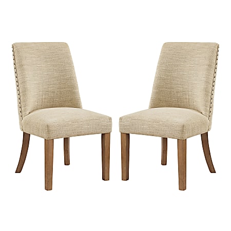 Office Star Evelina Fabric/Wood Dining Chairs, 37-3/4”H x 21”W x 26”D, Rain, Pack Of 2 Chairs