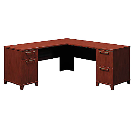 Bush Business Furniture Enterprise L Shaped Desk, 72"W, Harvest Cherry, Premium Installation