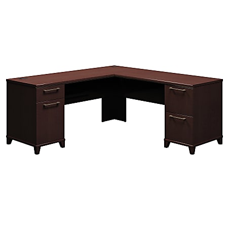 Bush Business Furniture Enterprise L Shaped Desk, 72"W, Mocha Cherry, Premium Installation