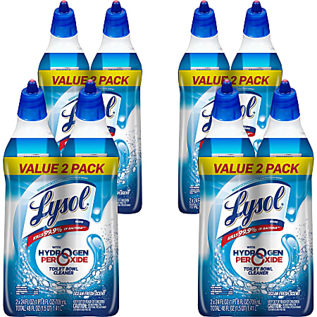 Lysol Hydrogen Peroxide Toilet Cleaner - 24 fl oz (0.8 quart) - Ocean Fresh Scent - 8 / Carton - Blue