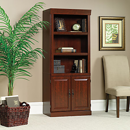 Sauder&reg; Heritage Hill 71 1/4"H 3-Shelf Traditional Bookcase, Cherry/Dark Finish