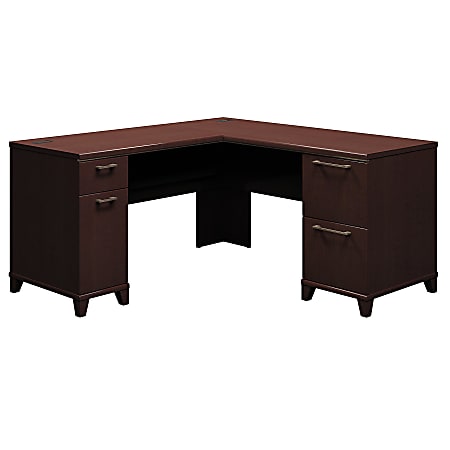 Bush Business Furniture Enterprise L Shaped Desk, 60"W, Mocha Cherry, Premium Installation