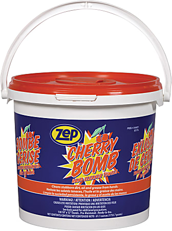 Zep Cherry Bomb Heavy-Duty Hand Cleaner Wipes, 130 Wipes per Container