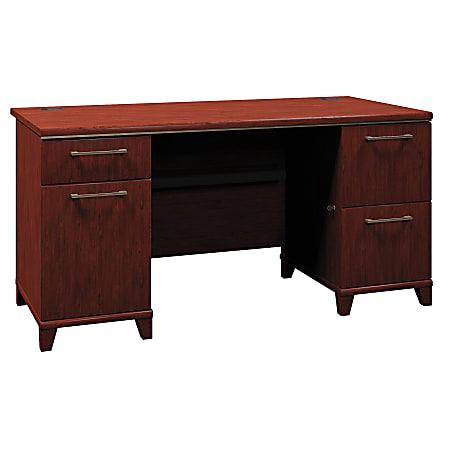 Bush Business Furniture Enterprise Office Desk With 2 Pedestals, 60"W, Harvest Cherry, Premium Installation