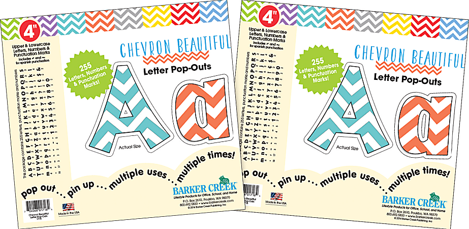 Barker Creek Letter Pop-Outs, 4", Chevron Beautiful, Pack Of 510