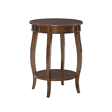 Powell Nora Round Side Table With Shelf, 24"H x 18"Dia., Hazelnut