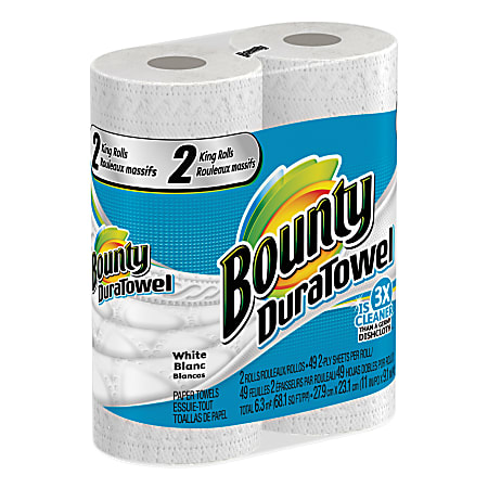 Bounty® DuraTowel® 2-Ply Paper Towels, 48 Sheets Per Roll, Pack Of 2 Rolls