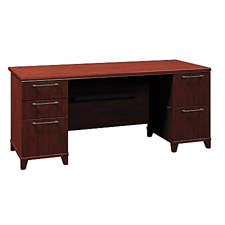 Bush Business Furniture Enterprise Office Desk With 2 Pedestals, 72"W, Harvest Cherry, Premium Installation