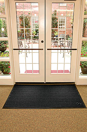 M+A Matting WaterHog Floor Mat, Max Herringbone, 3' x 5', Black Smoke