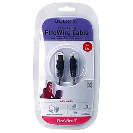 Belkin® IEEE 1394 FireWire® 6-Pin To 4-Pin Cable, 6'