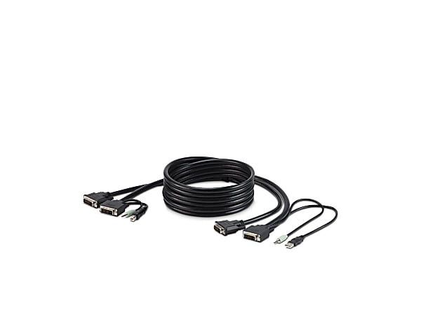 Belkin Dual DVI-D + USB A/B + Audio Combo Cable, 6' - 6 ft KVM Cable for KVM Switch, Server, Computer, Keyboard, Mouse - Black