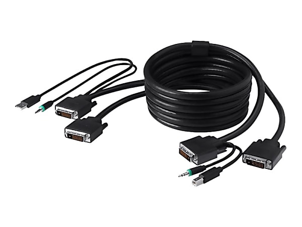 Belkin Dual DVI-D + USB A/B + Audio Combo Cable, 6' - 6 ft KVM Cable for KVM Switch, Server, Computer, Keyboard, Mouse - Black