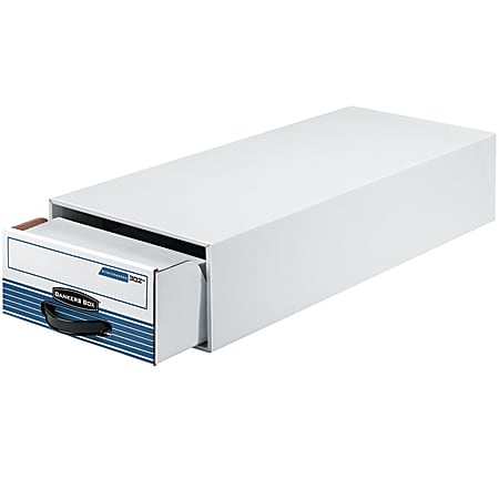 Bankers Box® Steel Plus™ Plastic Storage Drawer, 6 1/2" x 10 1/2" x 25 1/4", White/Blue