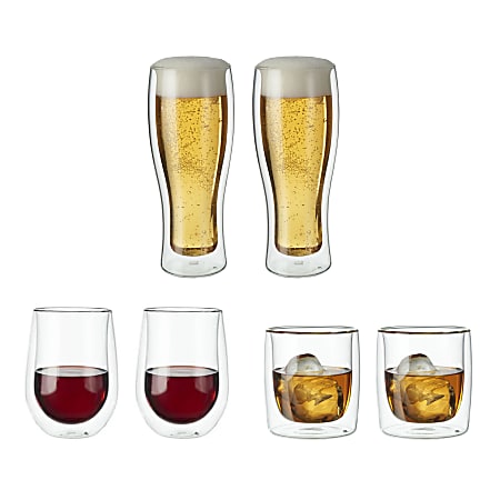 Zwilling Sorrento Double-Wall Entertaining Glassware Set, 14 Oz, Clear, Set Of 6 Glasses