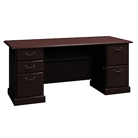 Bush Business Furniture Syndicate Office Desk With 2 Pedestals, 72"W, Mocha Cherry, Premium Installation