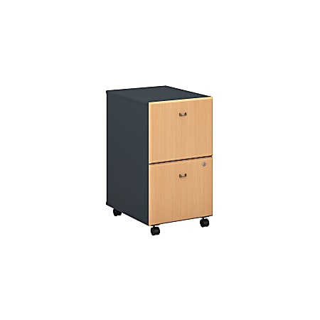 Bush Business Furniture Office Advantage 20-1/6"D Vertical 2-Drawer Mobile File Cabinet, Beech/Slate, Premium Installation