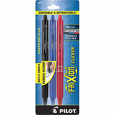 Pilot FriXion Clicker Erasable Gel Ink Pens Fine Point Assorted Ink (5 ct)