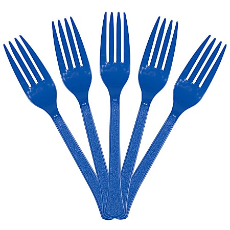 JAM PAPER Premium Utensils Party Pack, Plastic Forks, Royal Blue, 48 Disposable Forks/Pack 