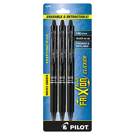 Assorted Color Inks PILOT FriXion Clicker Erasable Refillable & Retractable Gel Ink Pens 15-Pack Pouch 14447 Fine Point 