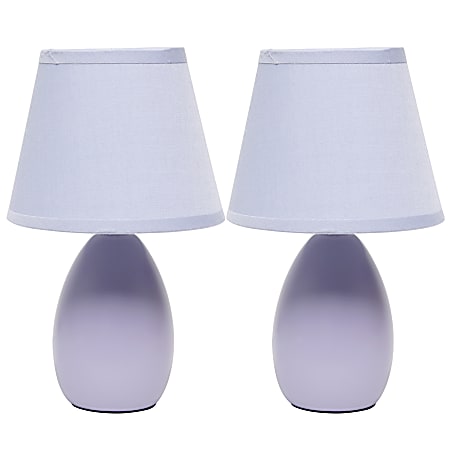 Creekwood Home Nauru Petite Ceramic Oblong Table Lamps, 9-1/2"H, Purple Shades/Purple Bases, Set Of 2