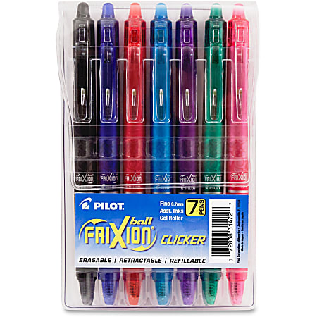 Pilot, FriXion Clicker Erasable Gel Pens, Fine Point 0.7 mm, Pack of 10,  Assorted Colors