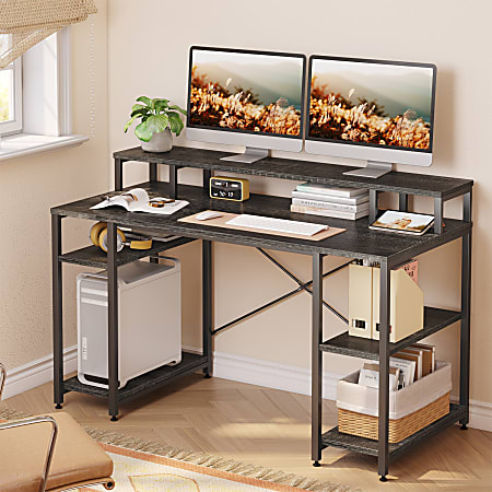 Realspace 56 W Trazer Computer Desk With Storage Shelves Gray