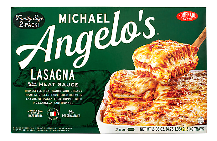 Michael Angelo's Family-Size Lasagna With Meat Sauce, 38 Oz, Pack Of 2 Trays
