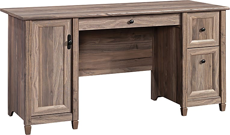 Sauder® Edge Water 34”W Computer Desk With Storage Double Pedestal, Washed Walnut