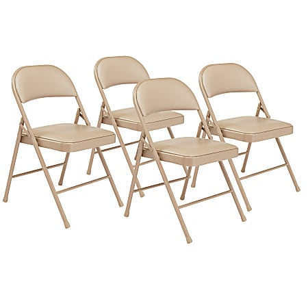 National Public Seating Commercialine Folding Chairs, Beige, Set Of 4 Chairs