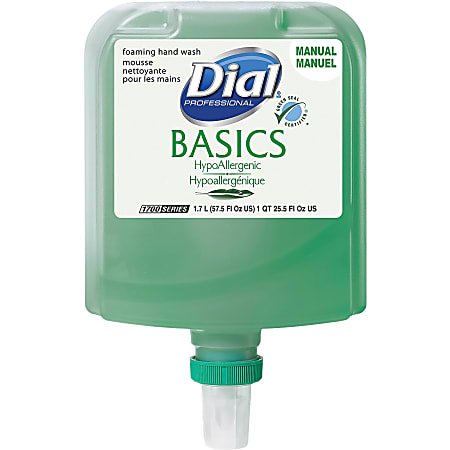 Dial Professional Basics HypoAllergenic Foaming Hand Wash - 57.5 fl oz (1700.5 mL) - Home, Healthcare, School, Office, Restaurant, Daycare - Yes - Yes - Green - 1 Each