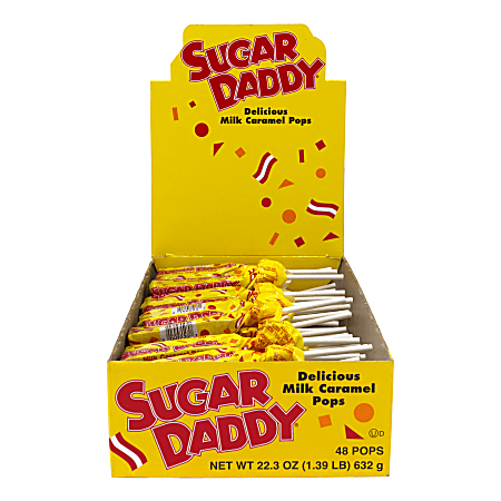 Sugar Daddy Caramel Candy Pops, 0.47 Oz, Pack Of 48