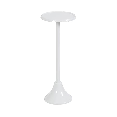 Kate and Laurel Sanzo Iron Round Drink Table, 23"H x 9"W x 9"D, Hammered White