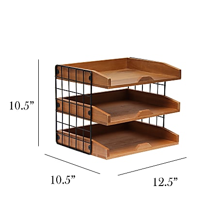 Elegant Designs Home Office 3 Shelf Desk Organizer Mail Letter Tray 10 12 H  x 10 12 W x 12 12 D Natural - Office Depot