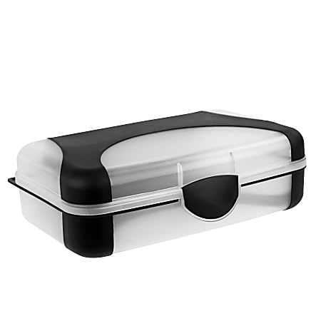 Office Depot® Brand Overmolded Web Pencil Box, 2-3/4"H x 5-1/4"W x 8"D, Black/Clear
